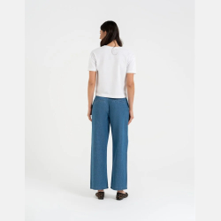 SPODNIE damskie, cienki JEANS, WYSOKI stan NIEBIESKIE MORAJ